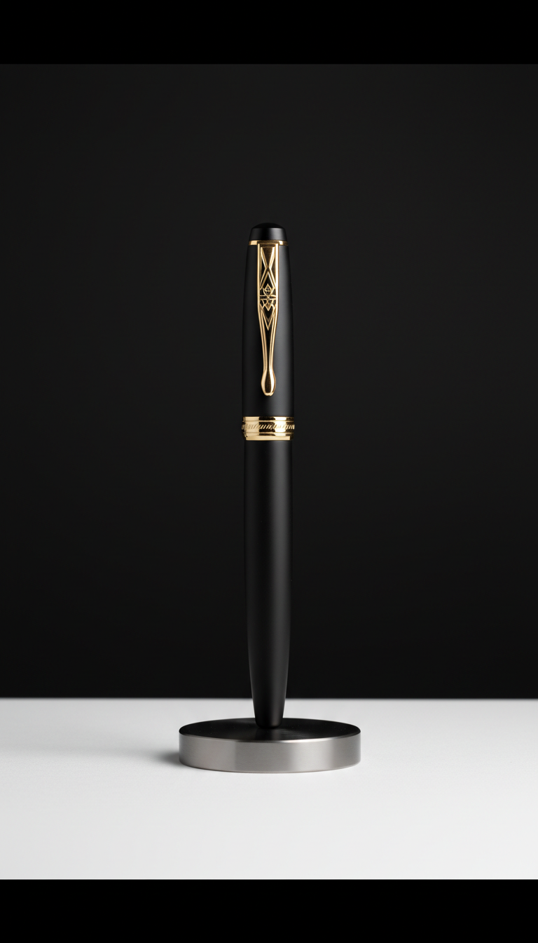 Matte black executive pen with gold engraving